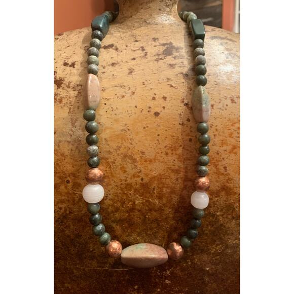 Green and Copper Multi Stone Necklace - Picture 1 of 6